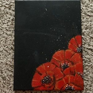 Red carnation painting, 9x12 perfect for living rooms, bathrooms, empty walls